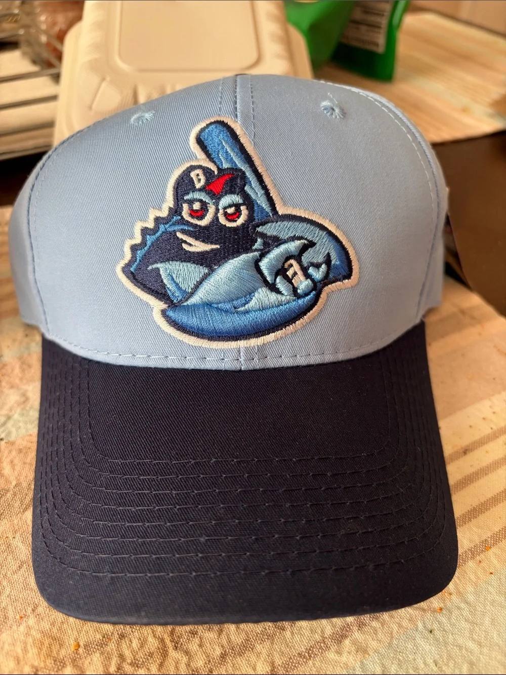 Lakewood Blueclaws Light Blue & Navy Baseball Cap with Shark Logo - Youth